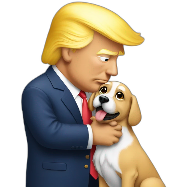 trump kissing a dog emoji