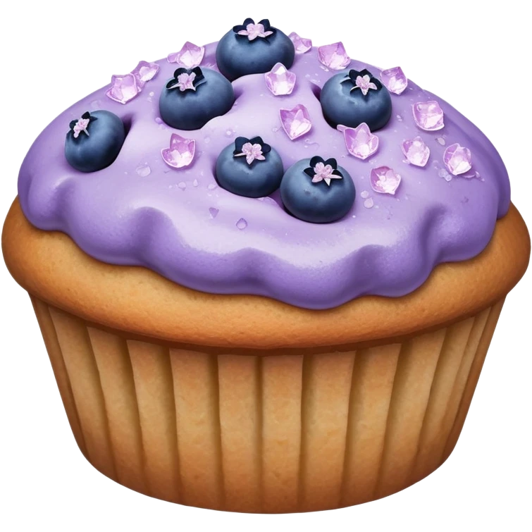 Lavender sprig flower muffin with blueberry and sugar crystals emoji