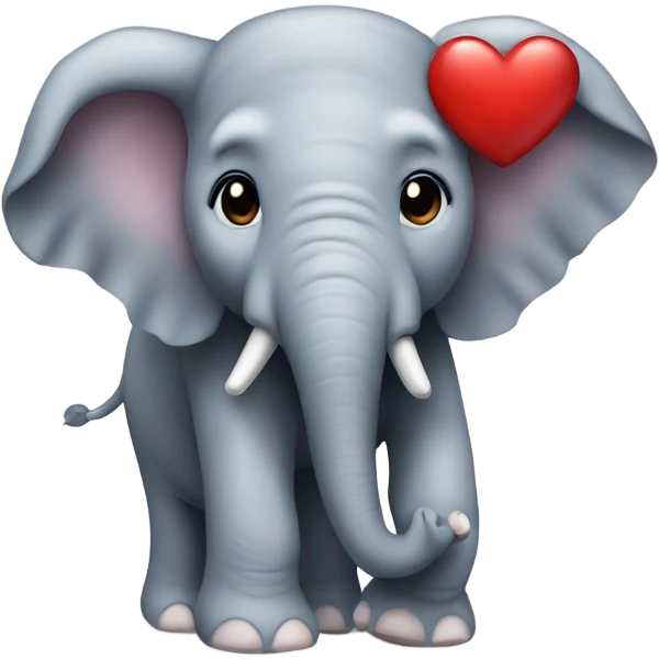 Elephant with trunk up with heart  emoji