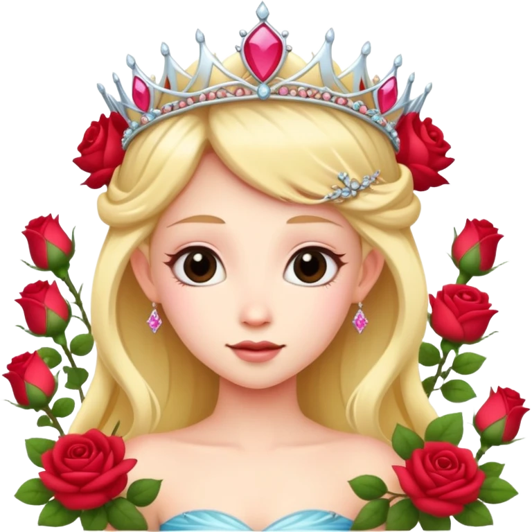 Fairy with tiara surrounded by roses emoji