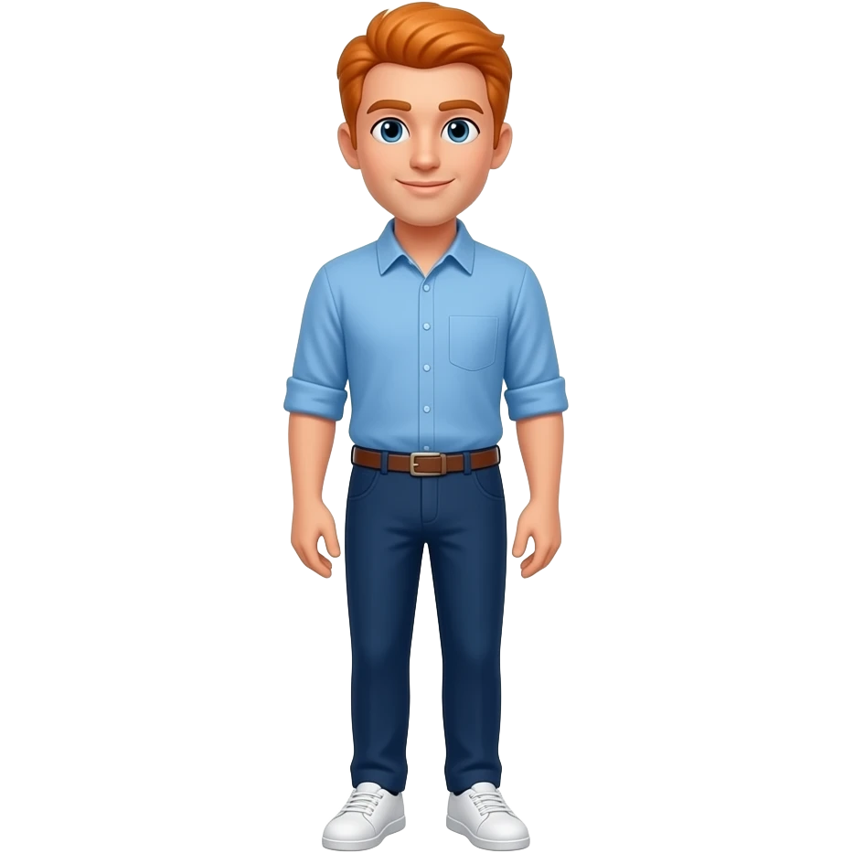 Man With Orange hair and white shows and BLUE shirt and dark BLUE pants emoji