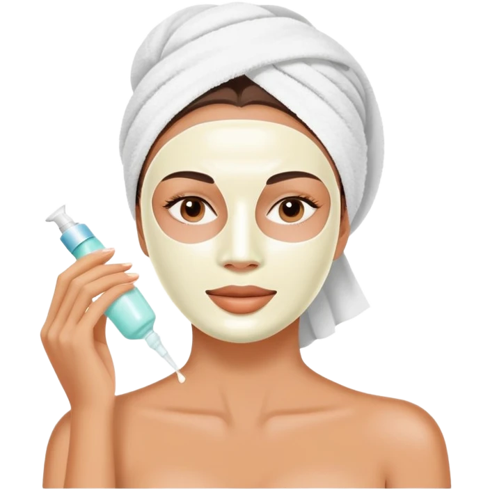Lady with face cream mask spa beauty full face relaxing emoji