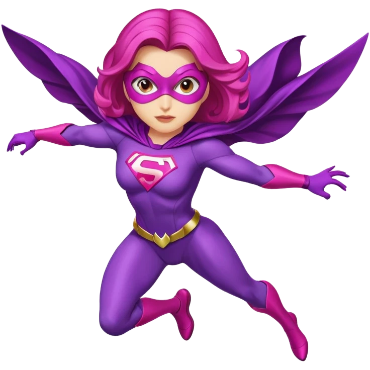 pink violet woman superhero flying emoji