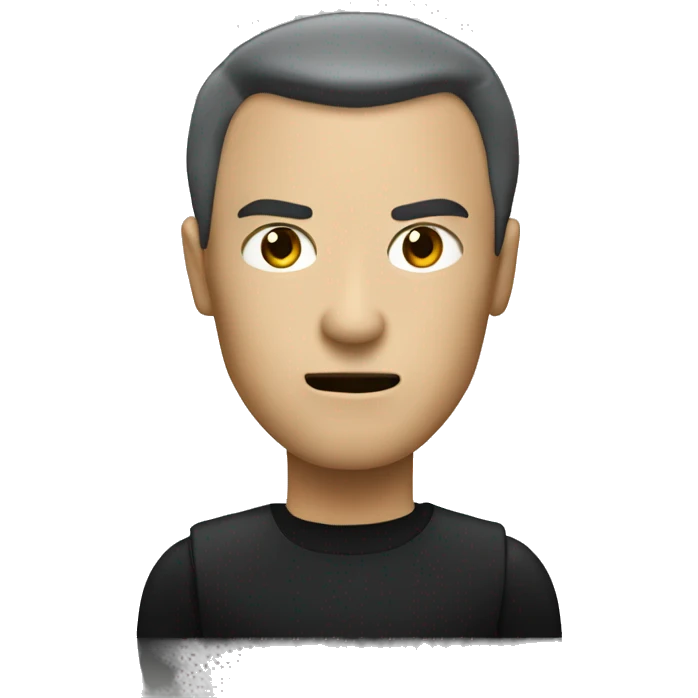 Neo from matrix with a serious face waving emoji