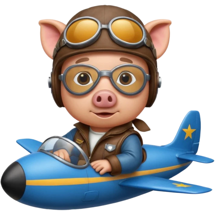 pig pilot riding blue plane emoji