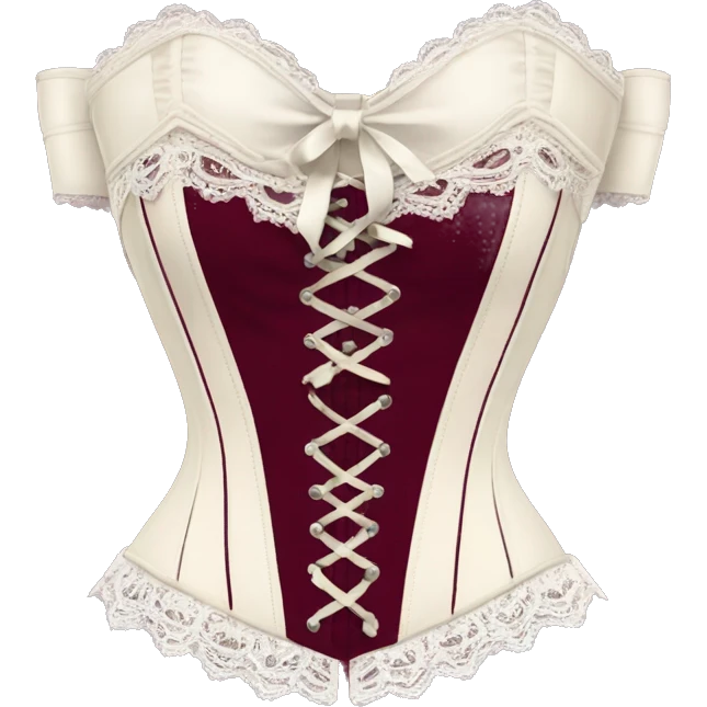 Burgundy ivory corset with lace and bow emoji