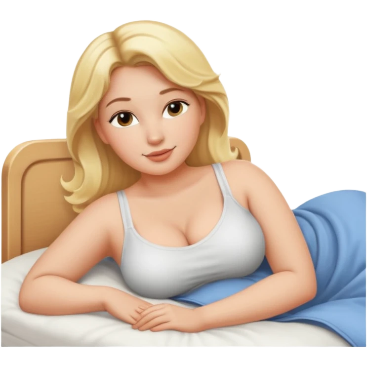 Curvy blonde sfw bed pose emoji