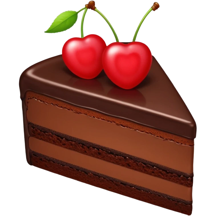 slice of chocolate cake with a cherry on top, cute emoji style emoji