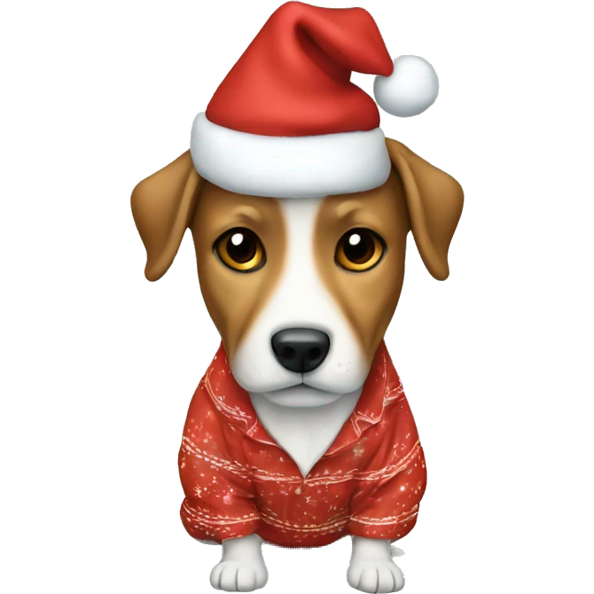 Dog wearing xmas pijama emoji