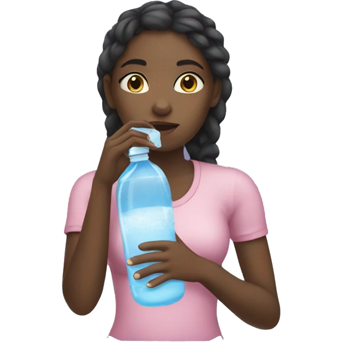 Black girl drinking a lot of water emoji