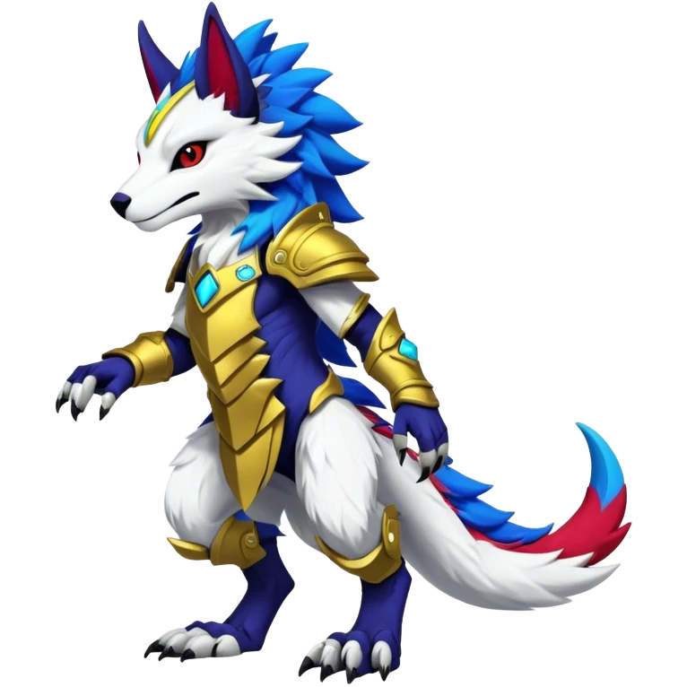Epic Edgy Cute Colorful Modern Anthro Vernid-Protogen-Sergal-fursona-creature-animal full body emoji