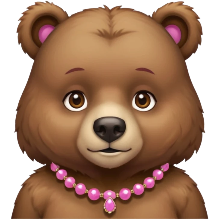 bear with pink necklace and earings emoji
