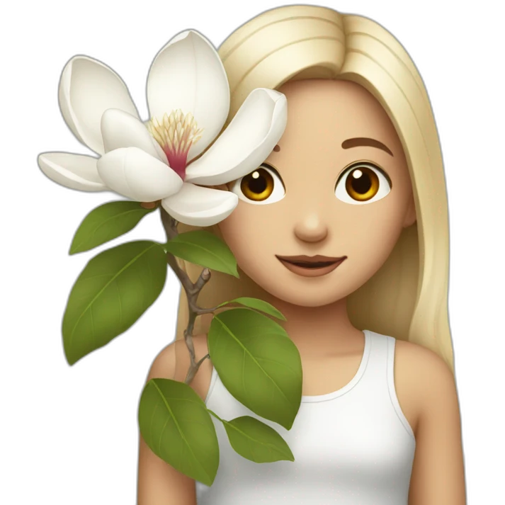 girl with magnolia emoji