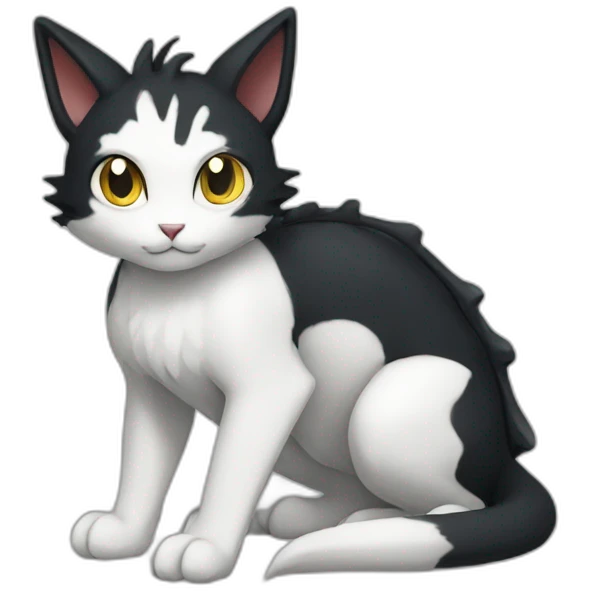 Sitting-Black-and-White-cat-dragon-type-pokemon emoji