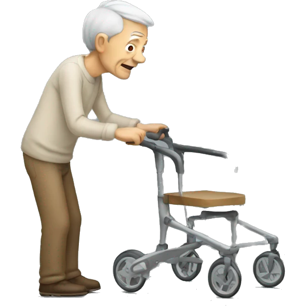 old man with walker with no wheels  emoji