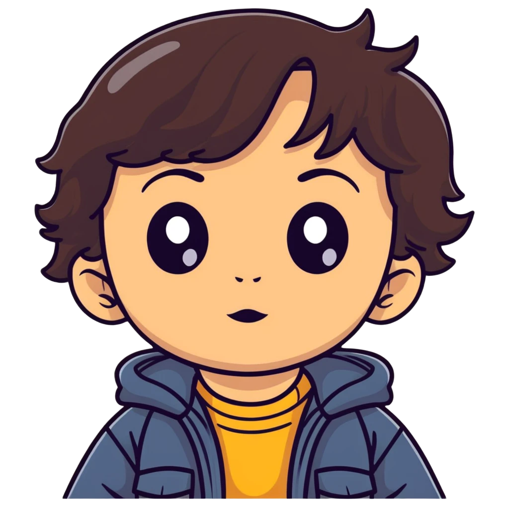 toddler face with big eyes, medium skin tone, and dark wavy hair emoji
