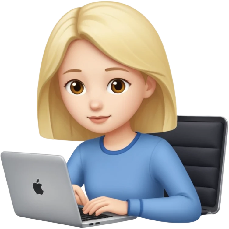 девушка работающая за ноутбуком emoji