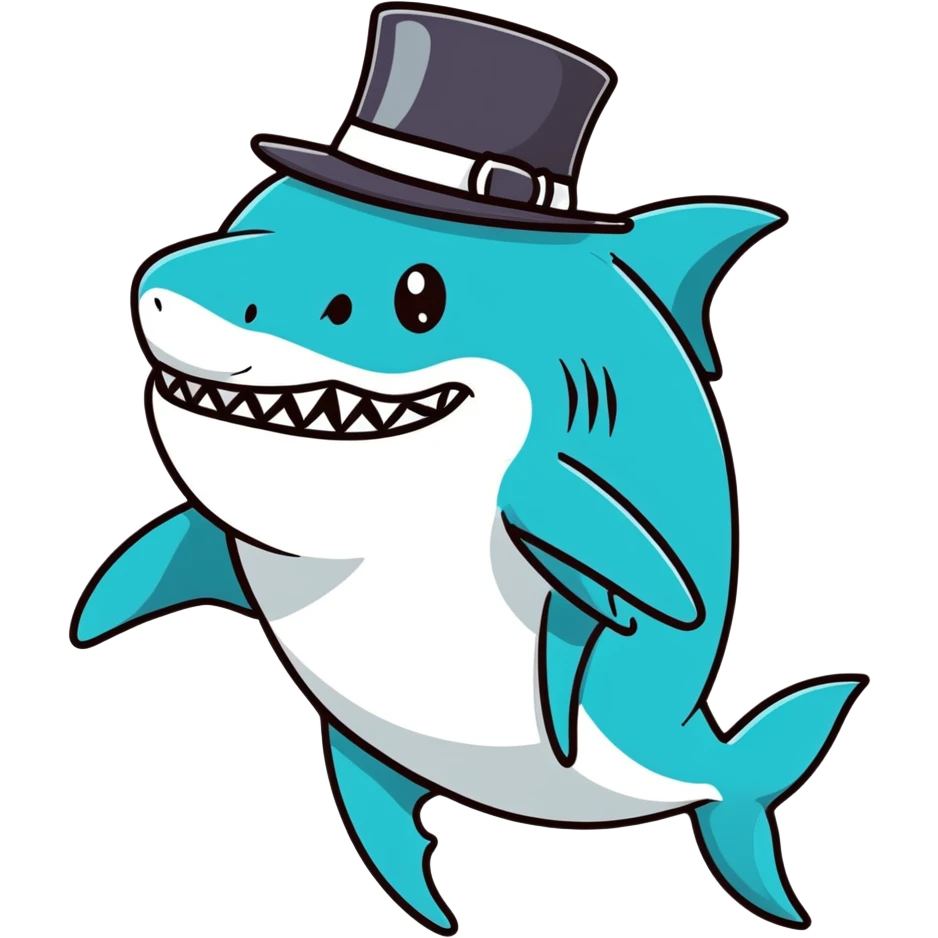 Shark with a top hat emoji