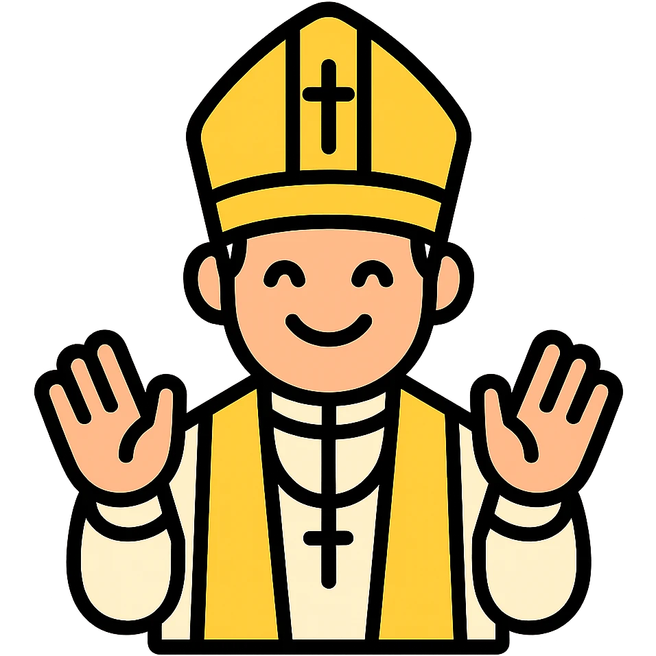pope smiling, laying hands emoji
