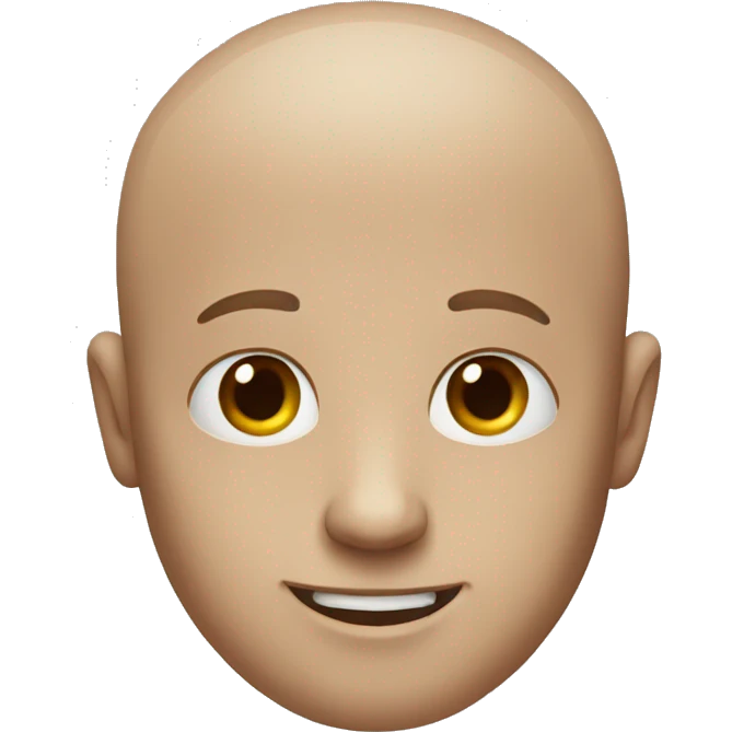 Guy with a small smile and baldness emoji