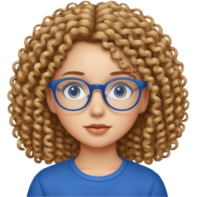 curly hair girl with eyeglasses and blue outfit emoji