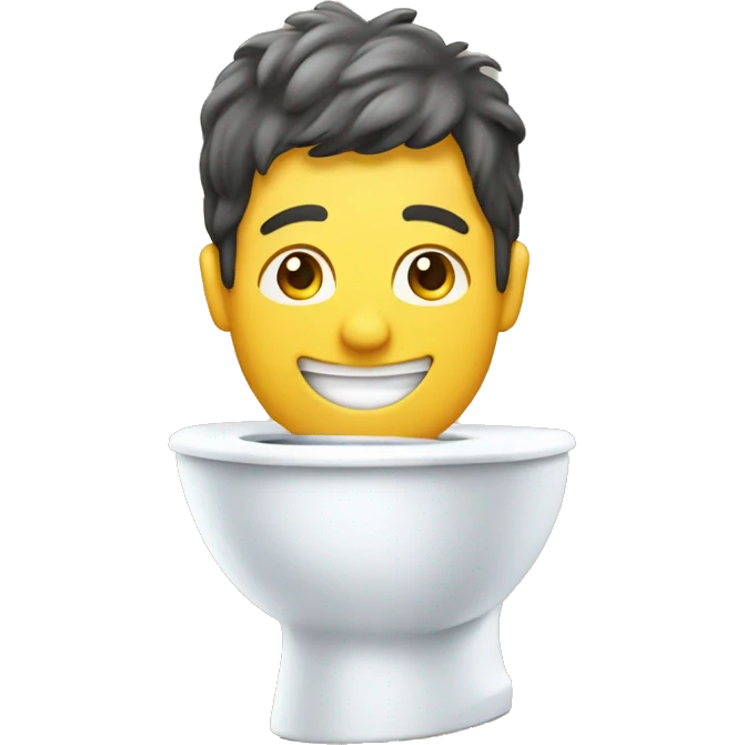A mans head sticking out of a toilet while smiling emoji