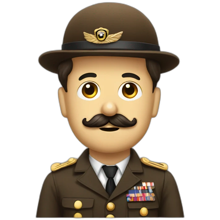 Charlie chaplin with military brown costum and little mustach emoji