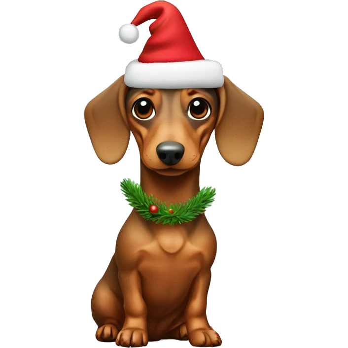 Dachshund with christmas cap and tree emoji