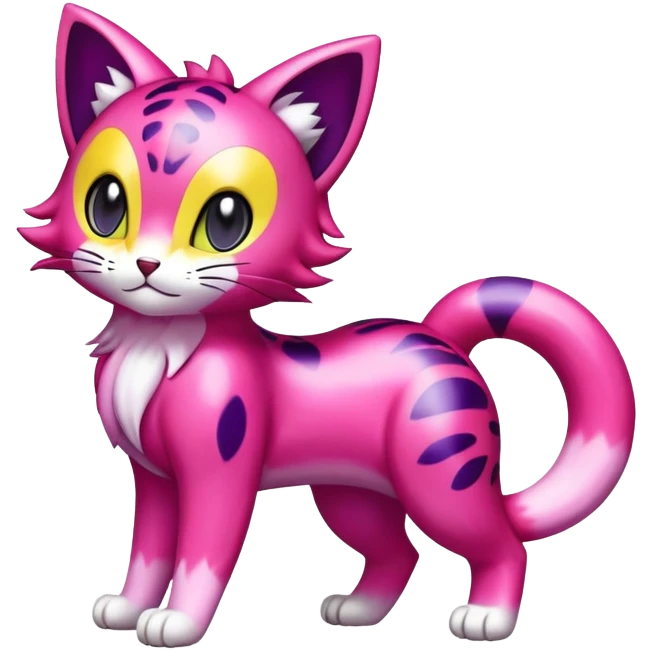 Shiny Colorful Liepard-Skitty-Delcatty-Pokémon-Fakémon-hybrid-creature (full body) emoji