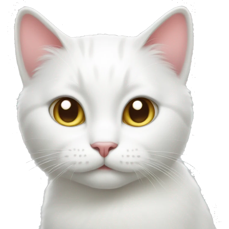 White cat with hearts emoji