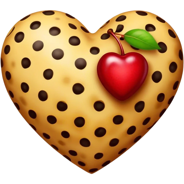 a cheetah print heart with a cherry in the middle emoji