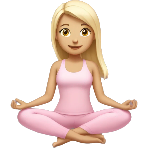 Blonde girl doing yoga with light pink outfit emoji