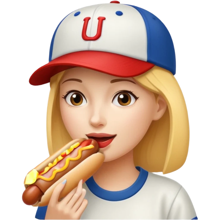 woman eating hotdog emoji