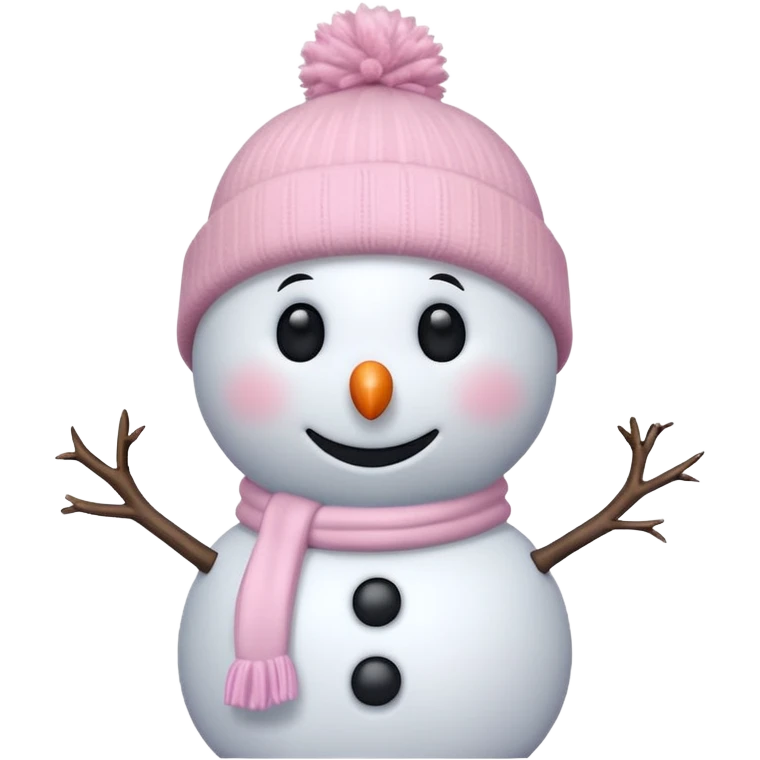 cute white and light pink snowman up close wearing beanie emoji