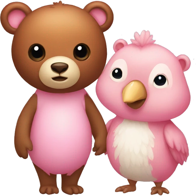 a brown bear and a light pink dodo  emoji