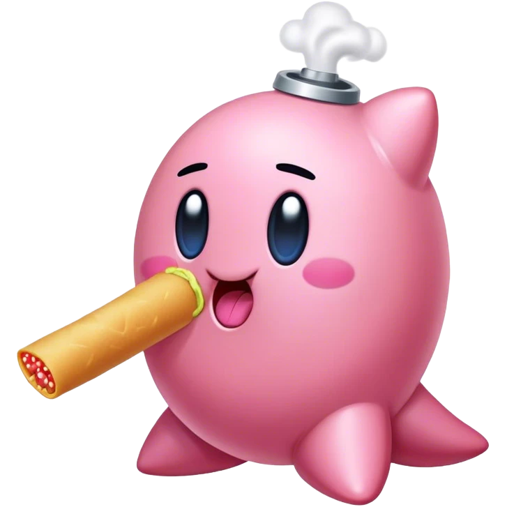 Kirby inhaling food like a vaccum emoji