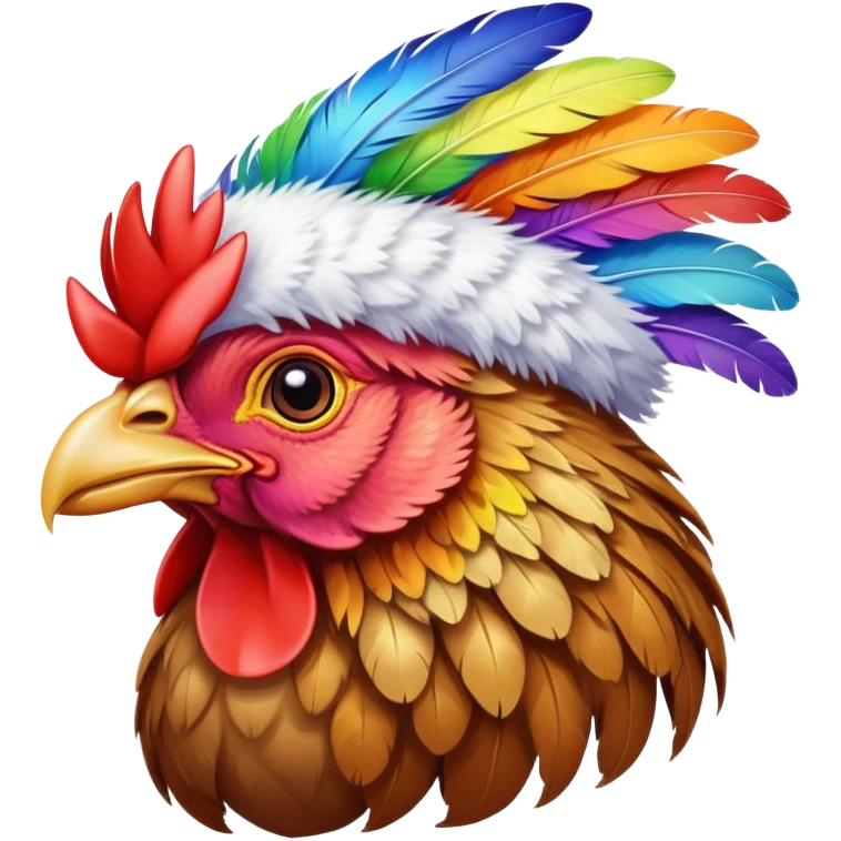 Hen with rainbow cap emoji