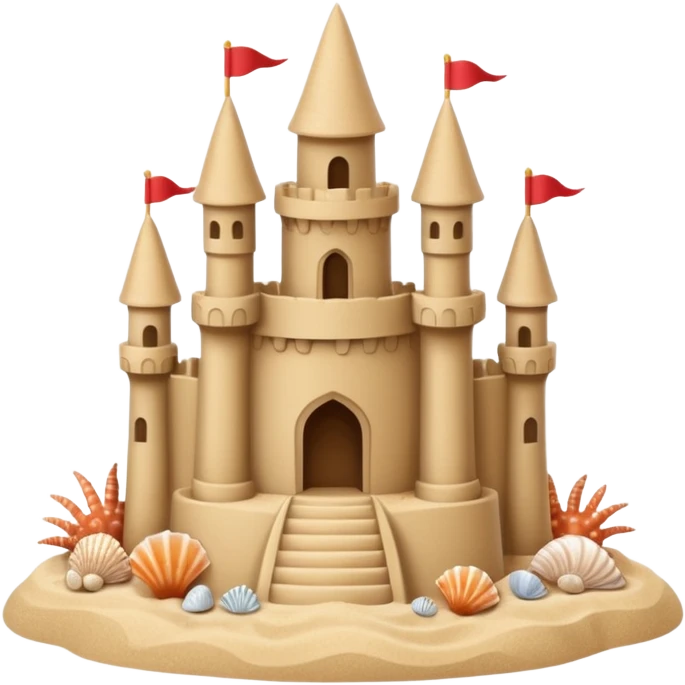 Decorated sand castle – seashells  emoji