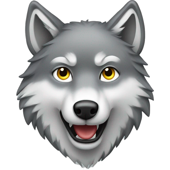 Face of Grey Wolf say hi emoji