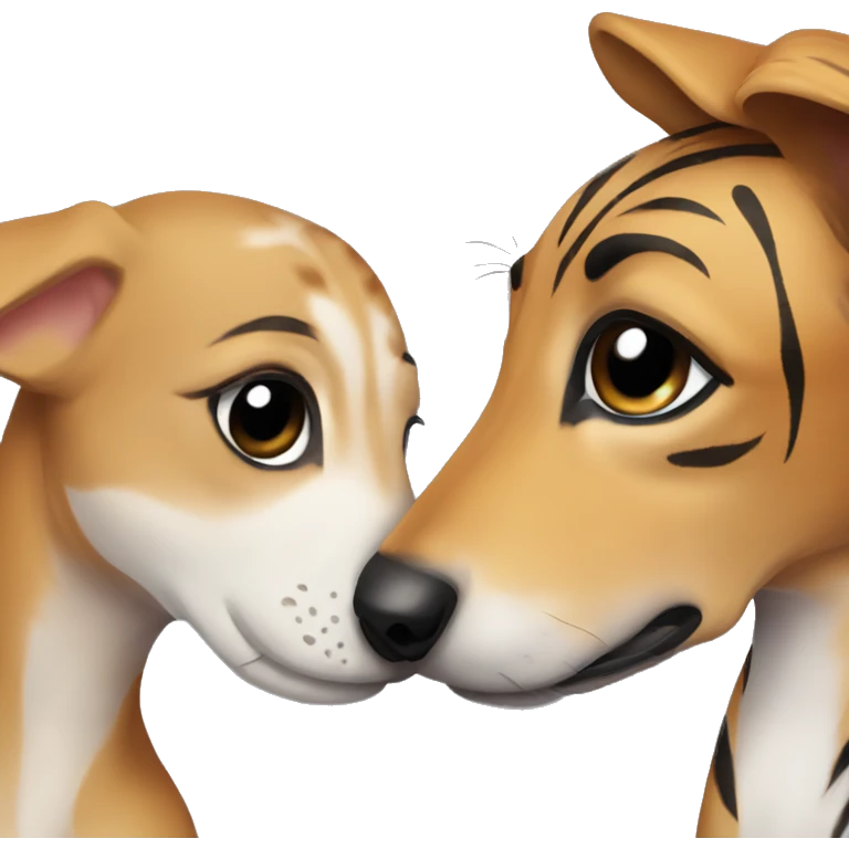 Fawn tiger greyhound kissing emoji