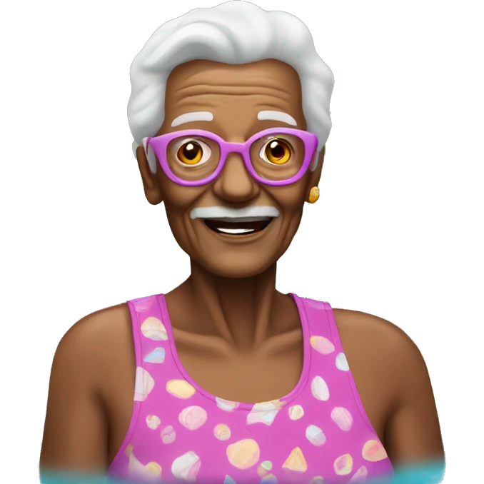 80 year old  at a pool party emoji