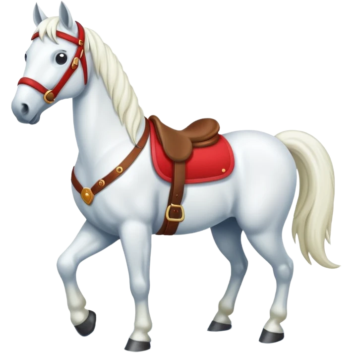 christmas new year's white horse with a red saddle emoji