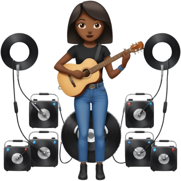 concert black Cable reels connected do a guitar woman emoji
