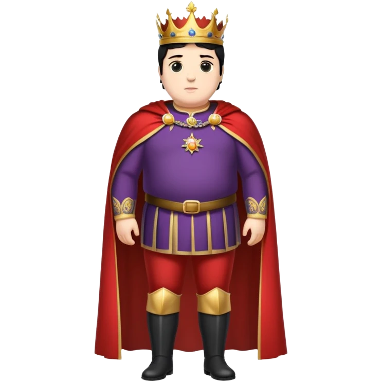 Full body of tall, chubby Francisco I with black hair, royal king standing in royal attire with crown and cape, elongated figure emoji