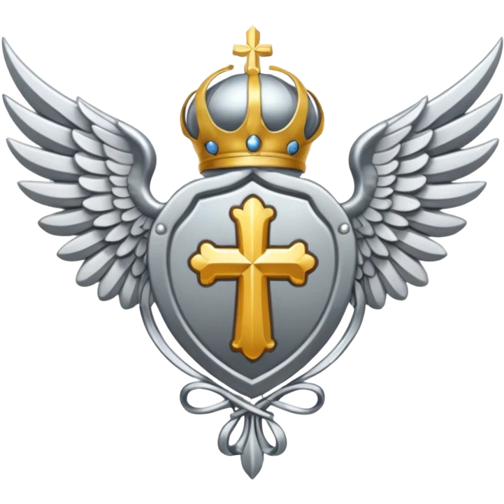Holy Saint  Emblem with Silver wings emoji