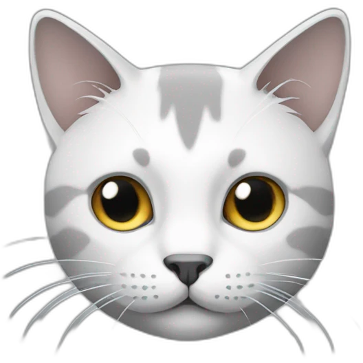 white and grey cat head ball-shaped emoji