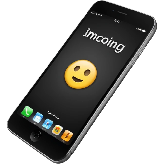 iphone  con fondo negro que diga "llamada entrante" emoji