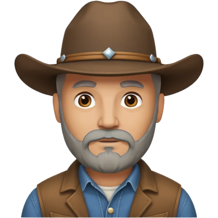 Bald cowboy with heavy grey beard emoji