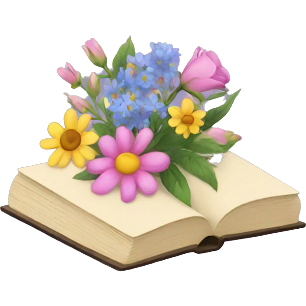 Books with flowers emoji