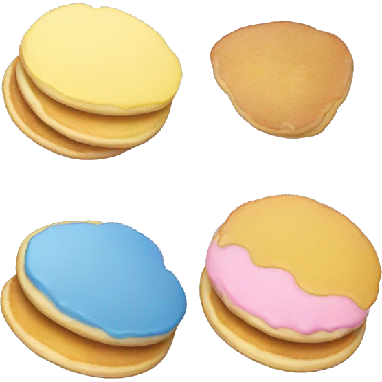 Pan cakes in blue, yellow, and pink  emoji